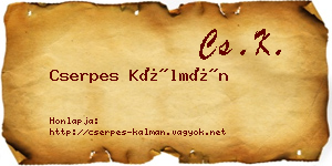 Cserpes Kálmán névjegykártya